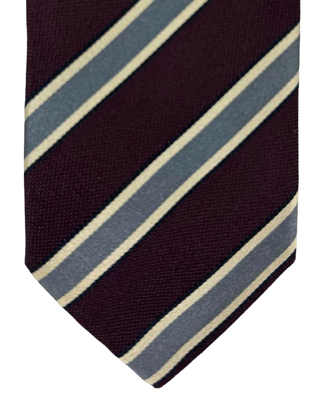 Classic silk tie for men's formal events-Canali Silk Tie Dark Brown Gray Stripes