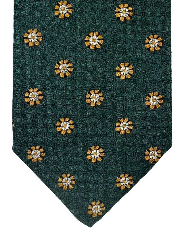 Stylish men's tie for business and social events-Canali Silk Tie Dark Green Floral Pattern - 2024 Collection