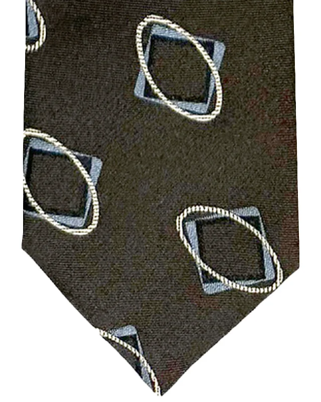 Men's tie with fine finish for upscale functions-Canali Silk Tie Dark Brown Gray Geometric Pattern - Classic Italian