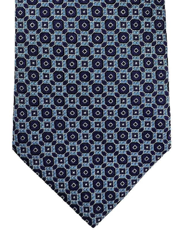 Stylish men's tie with floral accents-Canali Silk Tie Purple Blue Geometric Pattern