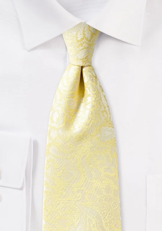 Men's tie for family holiday events-Canary Floral Paisley Necktie