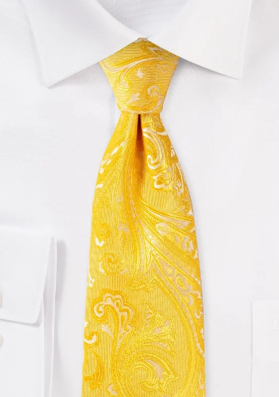 Classic men's tie for a polished, professional appearance-Canary Yellow Proper Paisley Necktie