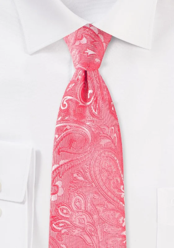 Men's tie with modern fabric for a luxurious feel-Caribbean Coral Proper Paisley Necktie