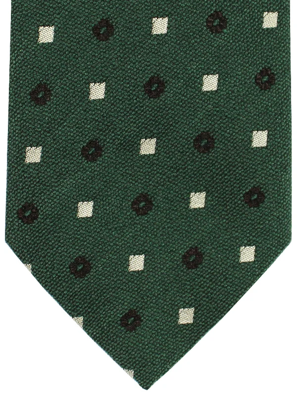 Men's tie with rich red tones for upscale affairs-Cesare Attolini Silk Tie Green Brown Silver Geometric SALE