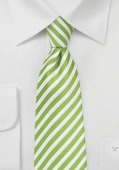 Stylish men's silk tie for holiday parties-Chartreuse Summer Striped Necktie