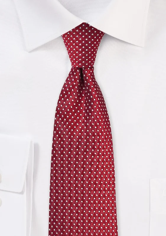 Men's tie with bold herringbone pattern-Cherry Pin Dot Necktie