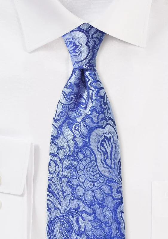 Men's tie with subtle texture for professional wear-Cobalt Floral Paisley Necktie