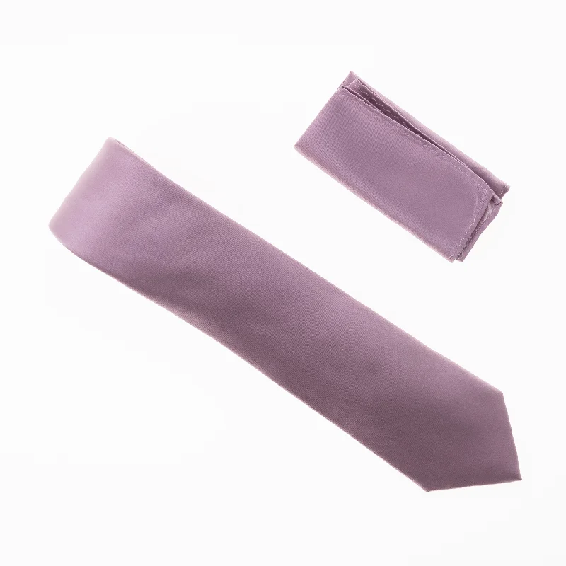 Men's tie for a sophisticated brunch event-Quartz Satin Finish Silk Necktie with Matching Pocket Square