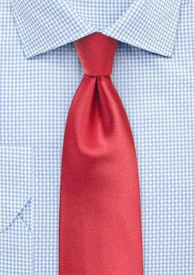 Classic men's tie with solid dark tones-Coral Solid Necktie