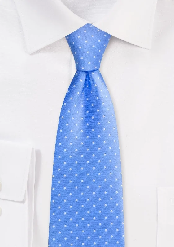 Stylish men's tie with a trendy chevron design-Costal Blue Polka Dot Necktie