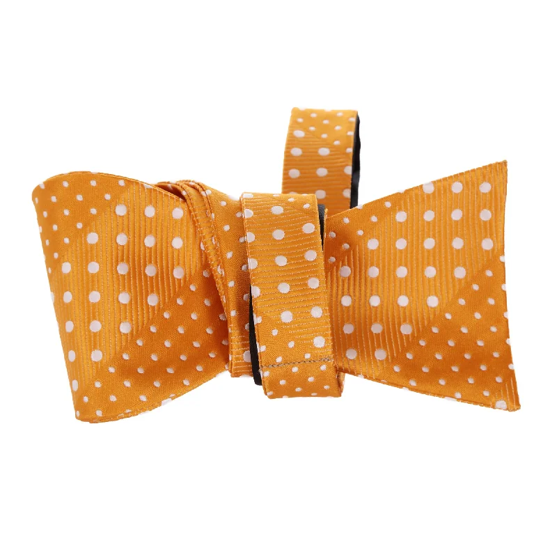 Men's tie with floral print for casual events-Crush - Orange Self-Tie Bow Tie with Dotted Stripe