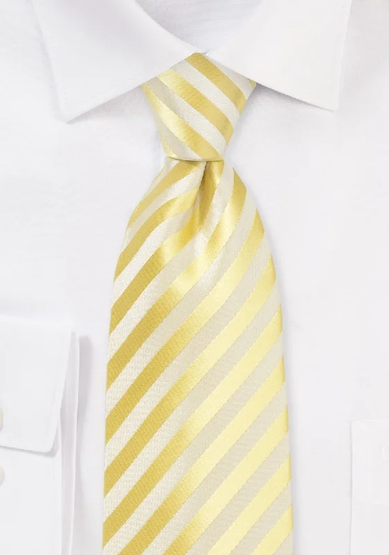 Stylish men's tie with subtle plaid pattern-Daffodil Yellow Narrow Striped Necktie