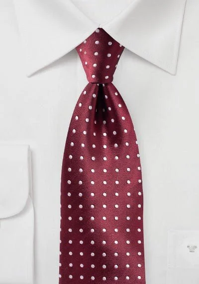 Stylish men's silk tie for holiday parties-Dark Cherry Polka Dot Necktie