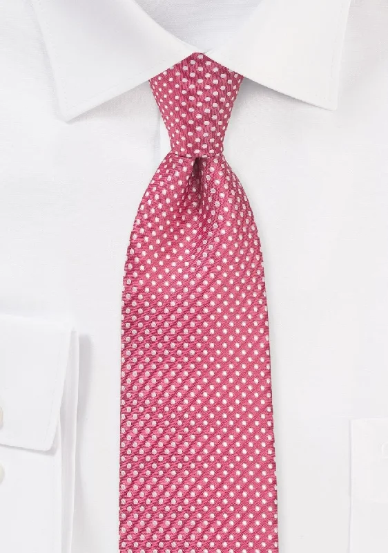 Men's tie with contemporary color blocking-Dark Coral Pin Dot Necktie