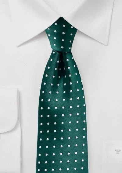 Unique men's tie for a wedding celebration-Dark Green Polka Dot Necktie