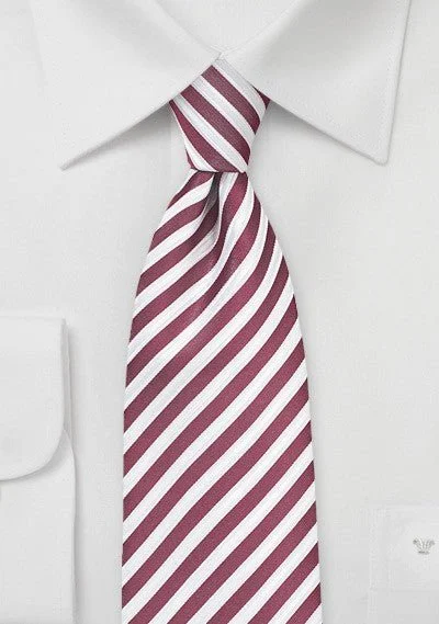 Designer men's necktie for special occasions-Deep Claret Summer Striped Necktie