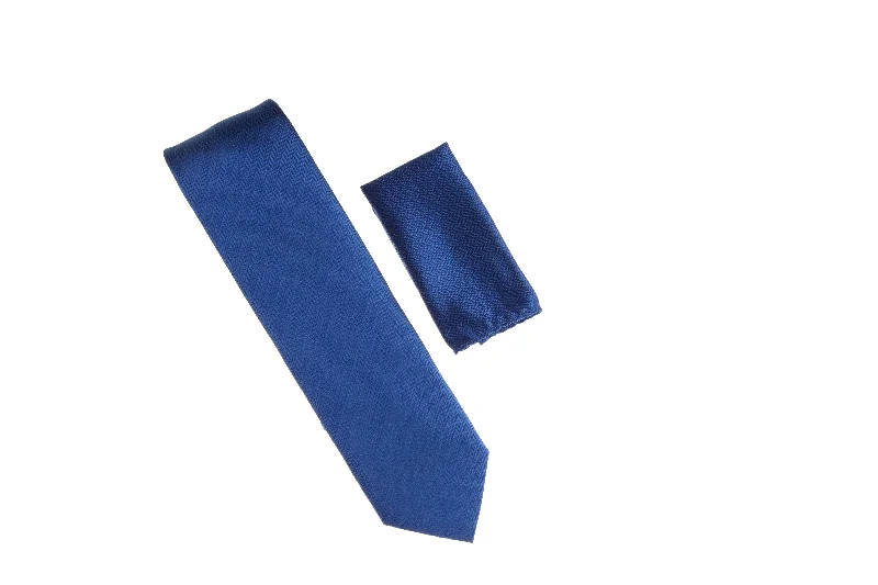 Men's tie for summer business attire-Royal Blue Designed Necktie with Matching Pocket Square WTH-A150