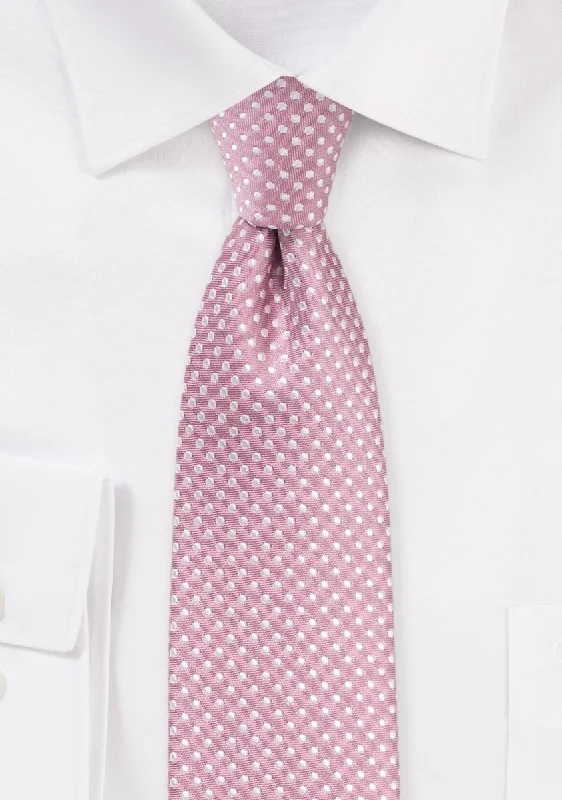 Designer men's tie for premium corporate meetings-Dusty Rose Pin Dot Necktie