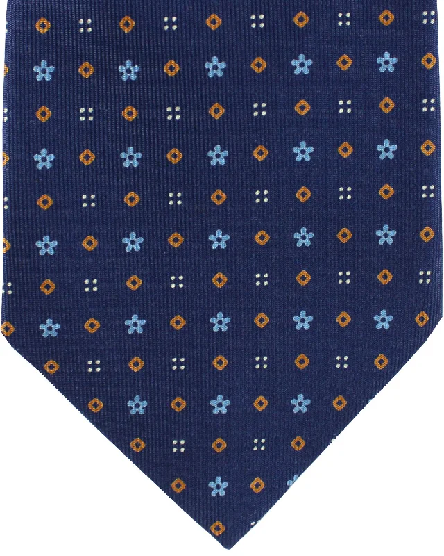 Affordable men's tie for everyday wear-E. Marinella Tie Dark Blue Geometric Design SALE