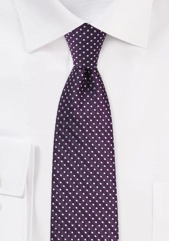 Best silk tie for men's business events-Eggplant Pin Dot Necktie