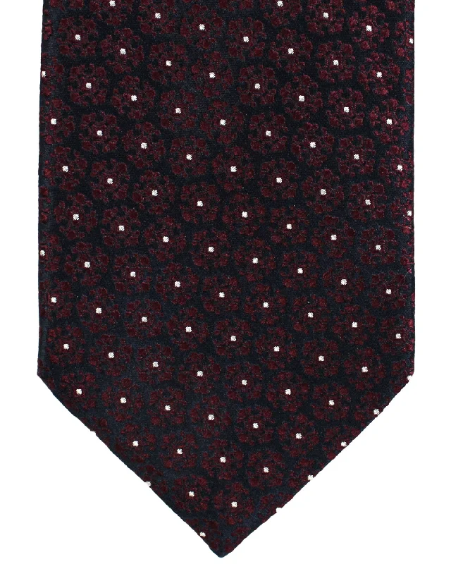 Best tie for men's professional look-Ermenegildo Zegna Silk Tie Black Brown Silver Medallions Micro Dots - Hand Made in Italy