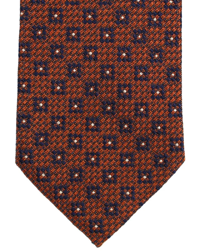 Classic men's tie with a bright pop of color-Ermenegildo Zegna Silk Tie Brown Geometric - Hand Made in Italy SALE