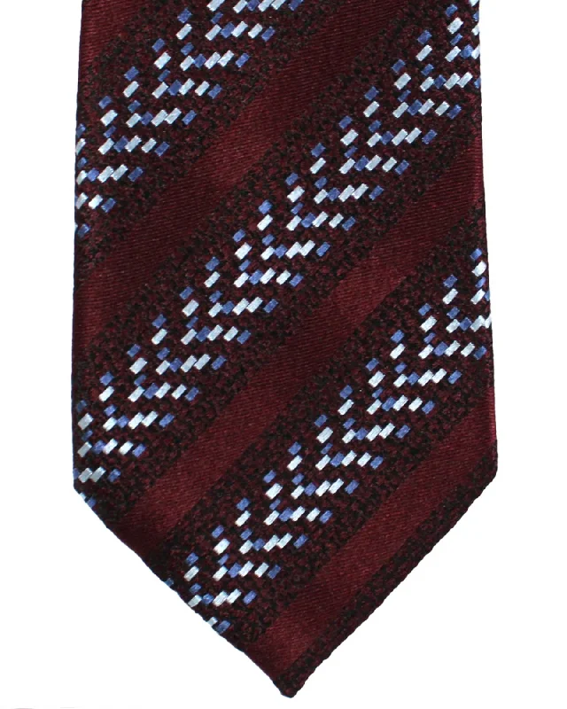 Luxury men's tie with subtle checks-Ermenegildo Zegna Tie Maroon Stripes Narrow Cut SALE