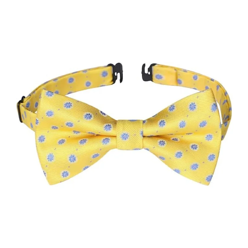 Men's tie with rich blue tones for events-Floral Pre-Tied Bow Tie for Boy - YELLOW/BLUE