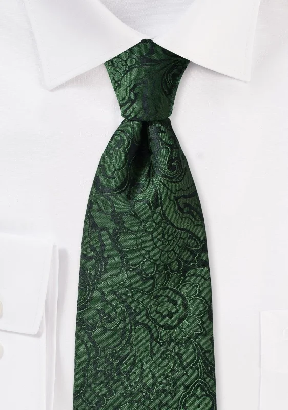 Men's tie with subtle floral pattern for business-Forest Floral Paisley Necktie