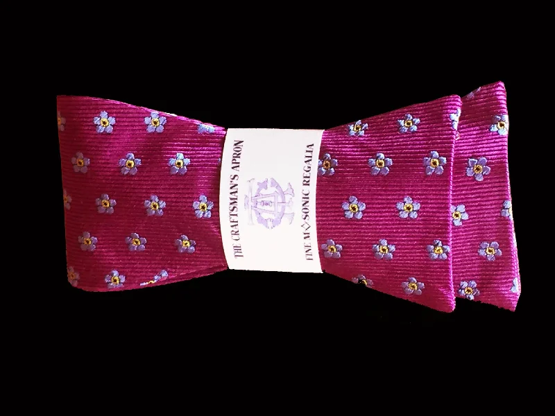 Classic men's tie with diamond texture-"Forget-Me-Not" Masonic Bowtie