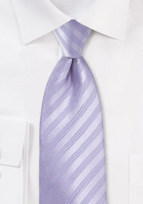 Men's tie with intricate jacquard design-Fresh Lavender Narrow Striped Necktie