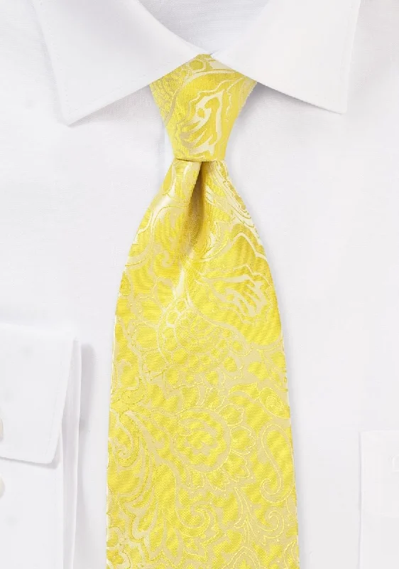 Men's tie with intricate jacquard design for weddings-Frosted Citrus Floral Paisley Necktie