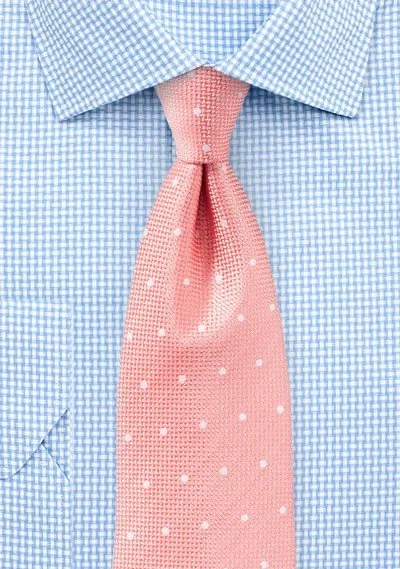 Best tie for weddings with bold patterns-Fusion Coral Polka Dot Necktie