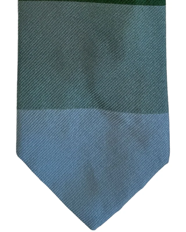 Men's tie with a luxurious shine for evening affairs-Gene Meyer Tie Blue Dark Green Design - Hand Made in Italy