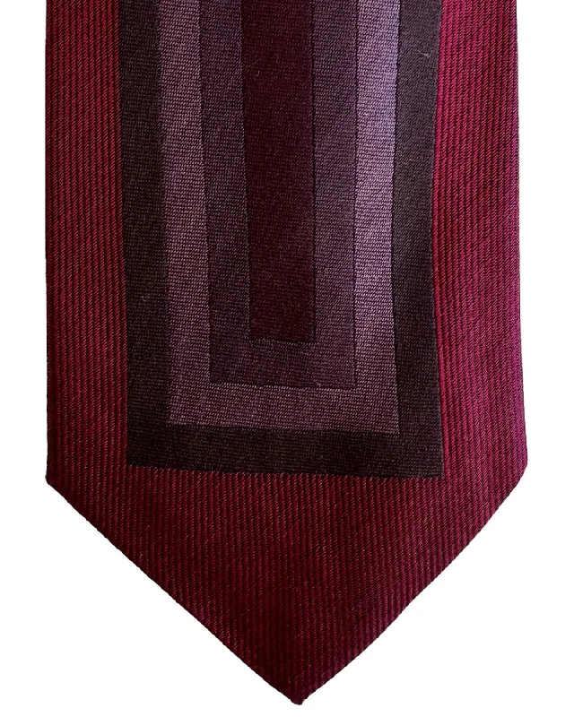 Best men's silk tie for formal business meetings-Gene Meyer Tie Maroon Purple Design - Hand Made in Italy