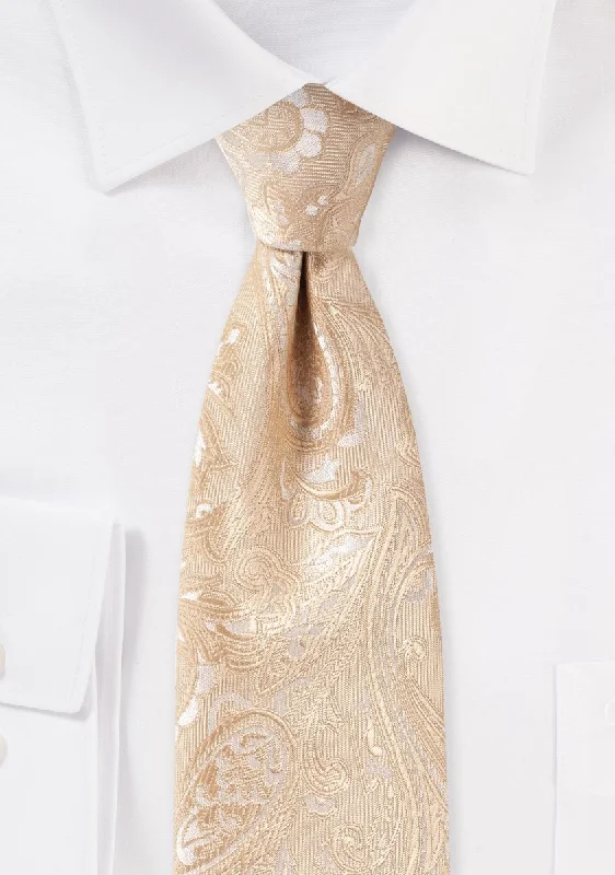 Men's tie with light stripes for a relaxed business look-Golden Champagne Proper Paisley Necktie