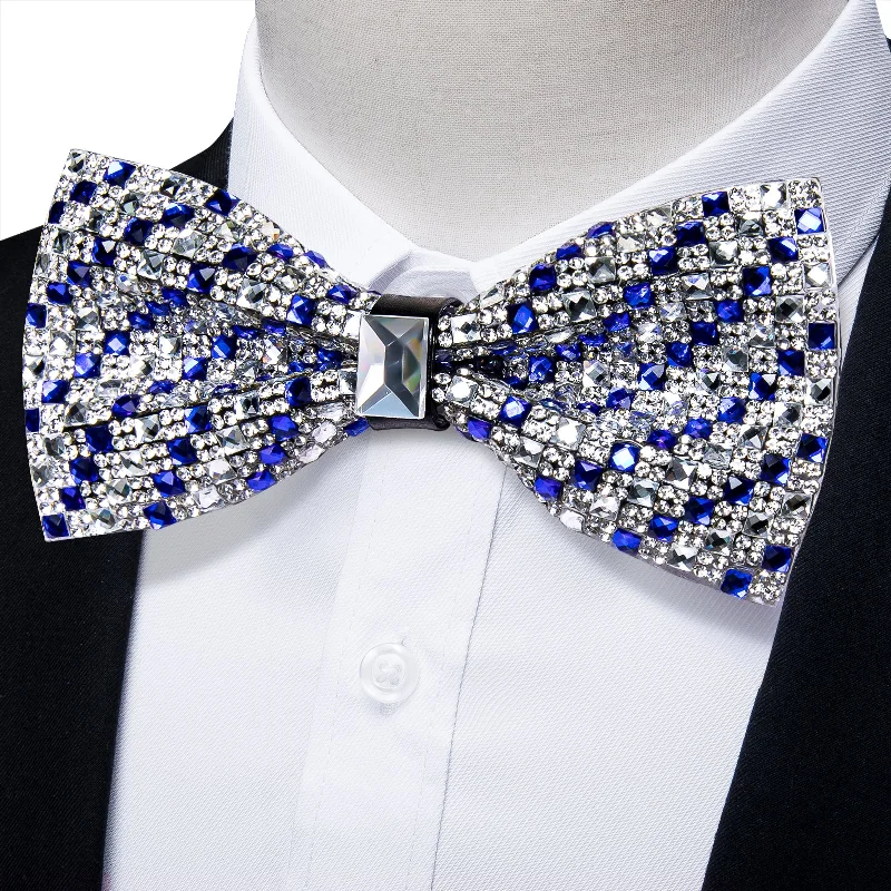 Affordable men's tie with bold colors-Gorgeous Plastic Blue Transparent Diamond Men's Pre-Bowtie