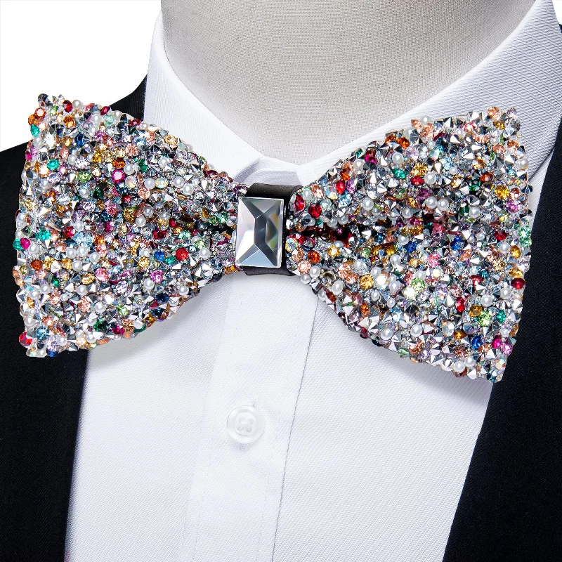 Men's tie with rich fabric texture-Gorgeous Plastic Novel Diamond Men's Pre-Bowtie