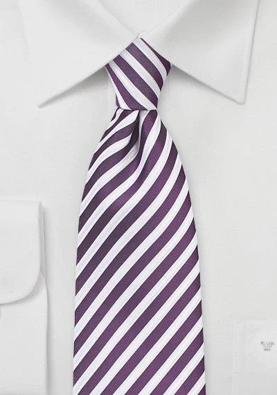 Elegant men's tie for corporate meetings-Grape Summer Striped Necktie