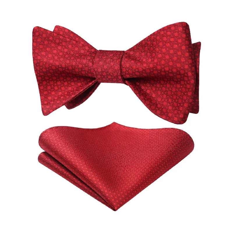 Elegant men's tie for a high-end look-Houndstooth Bow Tie & Pocket Square - RED