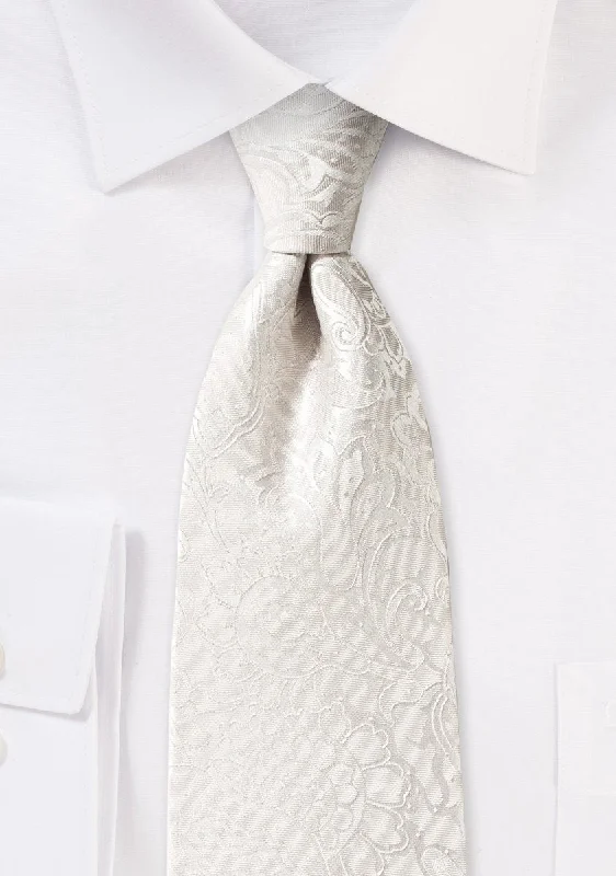 Best tie for luxury weddings with sophisticated patterns-Ivory Floral Paisley Necktie