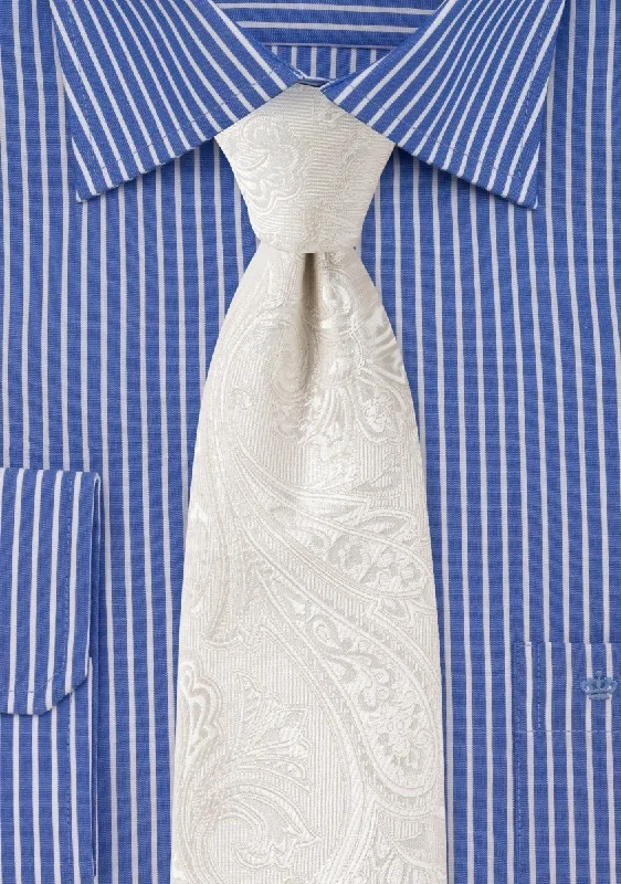 Stylish men's silk tie for evening functions-Ivory Proper Paisley Necktie