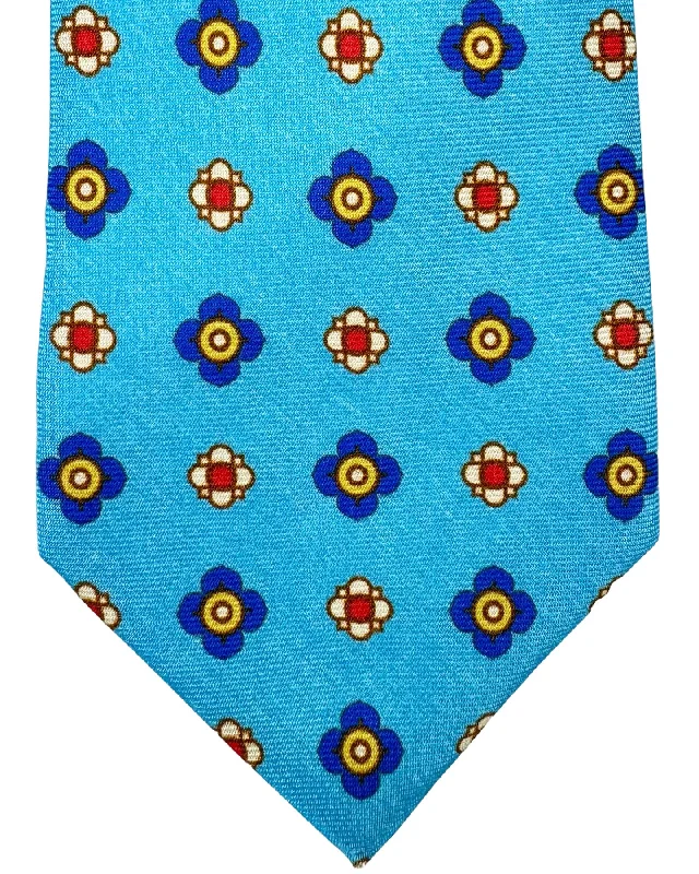 Classic men's tie with diamond texture-Kiton Tie Sky Blue Design - Luxury Sevenfold Necktie