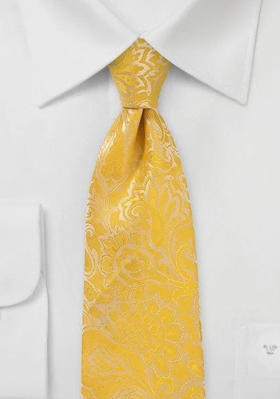 Men's tie for holiday celebrations with rich color palette-Lemon Floral Paisley Necktie