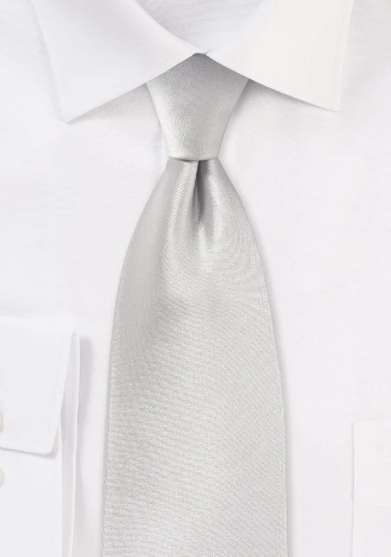 Classic men's tie for upscale holiday parties-Light Silver Solid Necktie