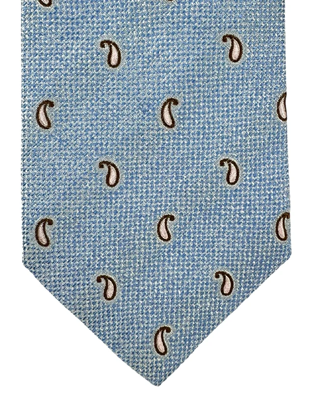 Men's tie for an elegant birthday celebration-Luigi Borrelli Silk Tie Blue Silver Mini Paisley SALE