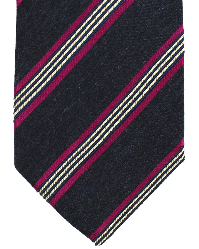 Men's tie with luxurious fabric for special occasions-Luigi Borrelli Necktie Dark Blue Purple Stripes