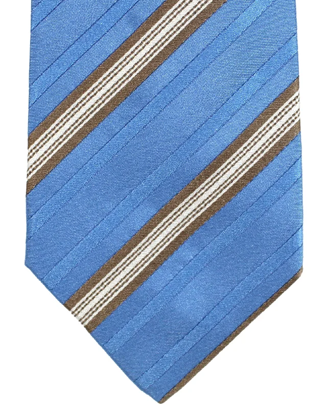 Men's tie with luxurious patterns for special events-Luigi Borrelli Silk Tie Sky Blue Stripes