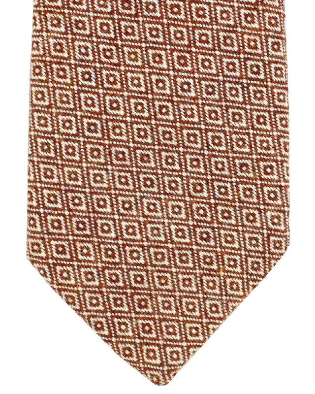 Stylish men's silk tie for holiday parties-Luigi Borrelli Tie Burnt Orange Geometric SALE