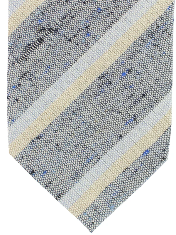 Men's tie for a sophisticated brunch event-Luigi Borrelli Tie Dark Blue Blue Stripes - Silk Cotton SALE